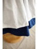 Ivory And Navy Blue Cotton V Back Flower Girl Dress